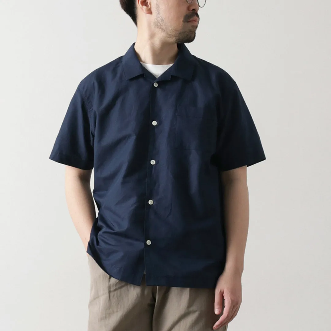 RE MADE IN TOKYO JAPAN / Herdmans Linen Open Collar Shirt Reinforced Hems