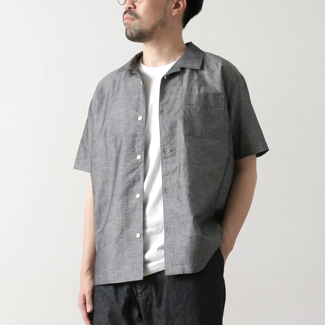 RE MADE IN TOKYO JAPAN / Herdmans Linen Open Collar Shirt Relaxed Style Earthy Hue
