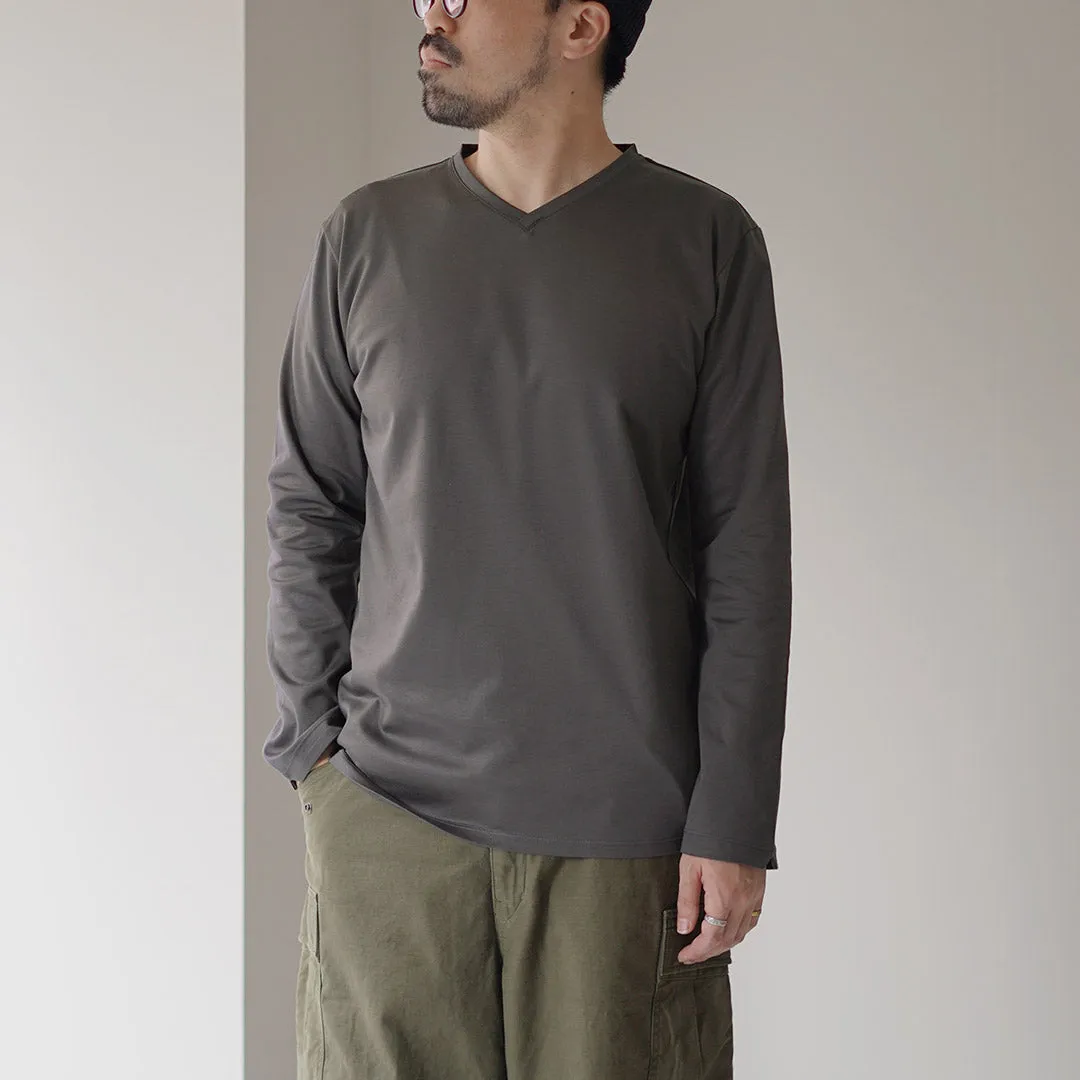 RE MADE IN TOKYO JAPAN / Tokyo Made V-Neck Long Sleeve Dress T-Shirt Non Shrink Material Soft Brushed Finish