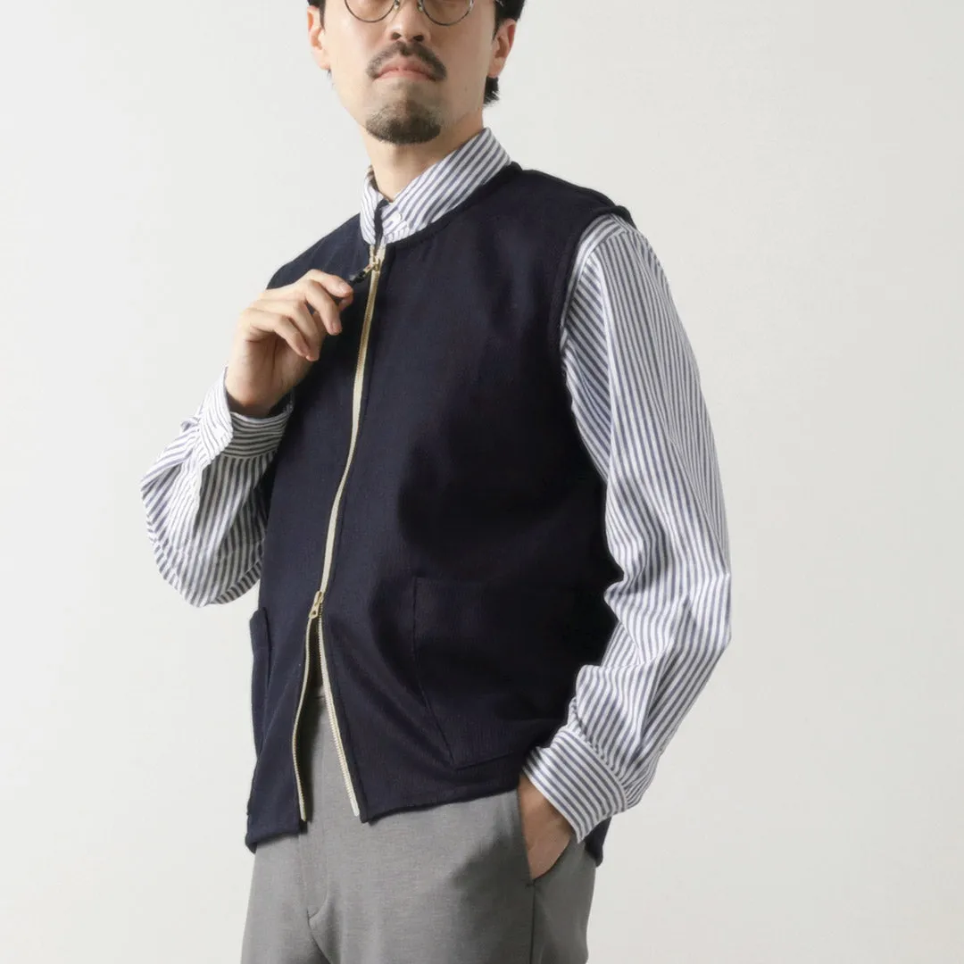 RE MADE IN TOKYO JAPAN / Wool Cashmere Kersey Crew Vest YKK Zipper