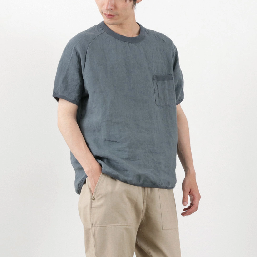 RE MADE IN TOKYO JAPAN / French Linen T-Shirt Fresh Style Contrast Inner Binding