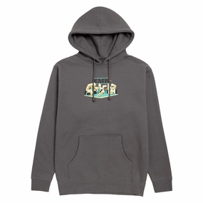 fuzzy texture Tear Resistant Stitching Real Emb Hoodie - Charcoal/Multi Color Print