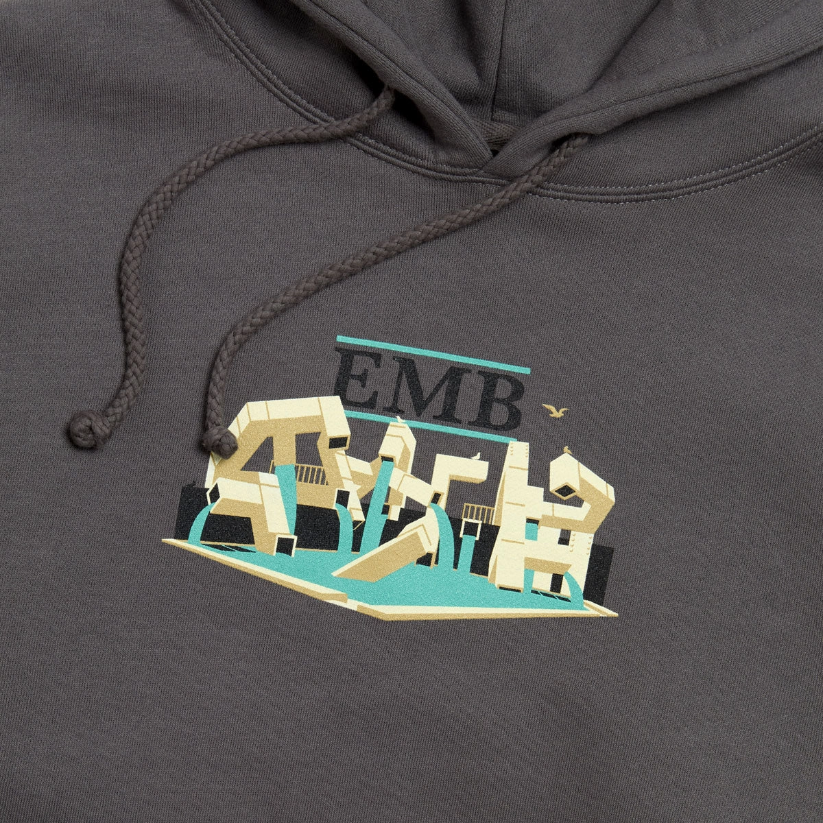 Real Emb Hoodie - Charcoal/Multi Color Print City Fashion