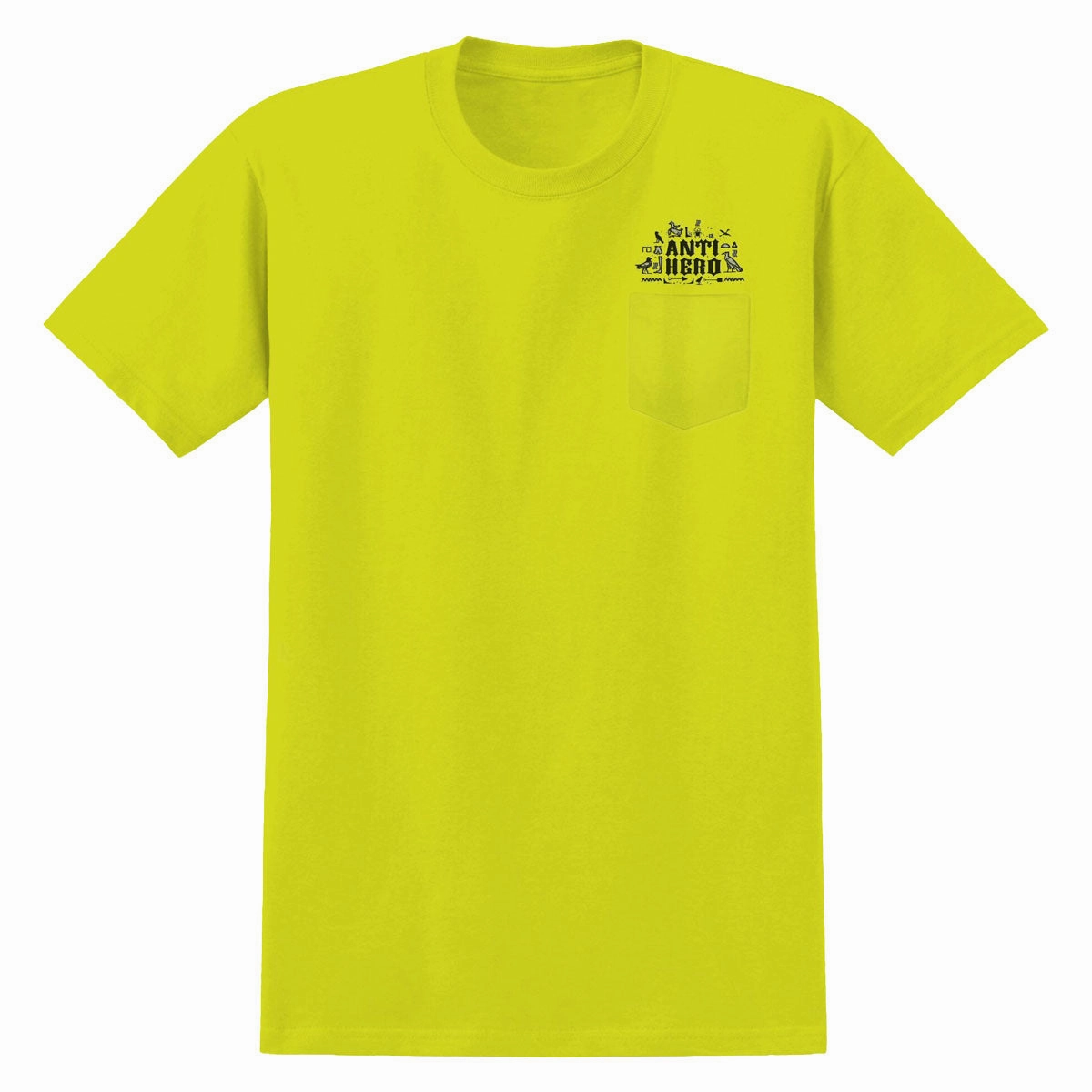 Relax Comfort Style Classic Wearable Anti-Hero Anti-Hiero Pocket T-Shirt - Safety Green/Black/Grey