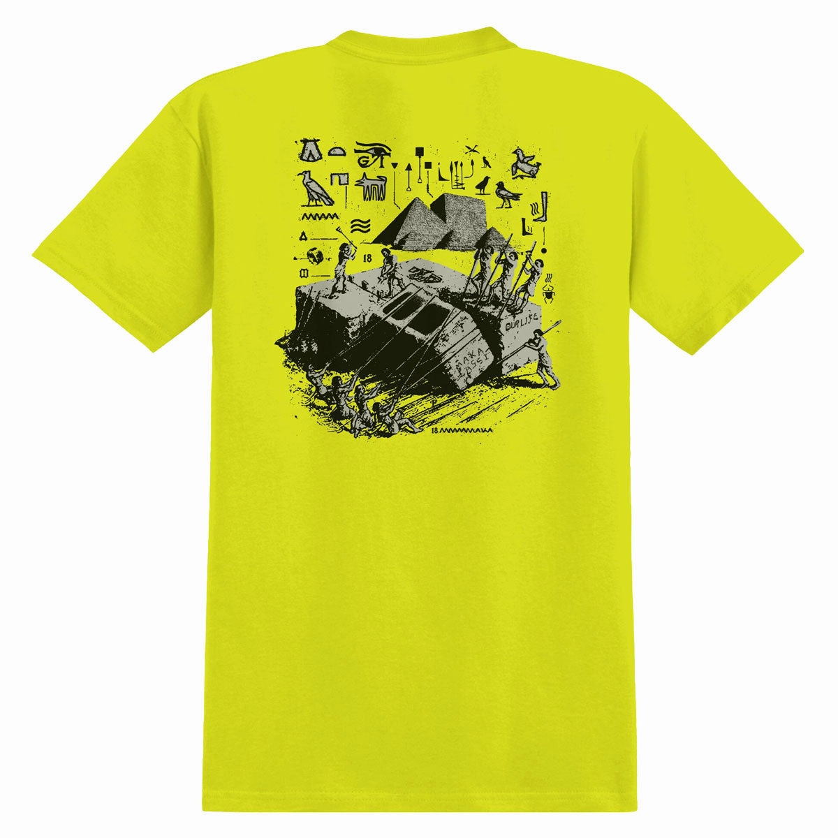 Retro nostalgia Anti-Hero Anti-Hiero Pocket T-Shirt - Safety Green/Black/Grey