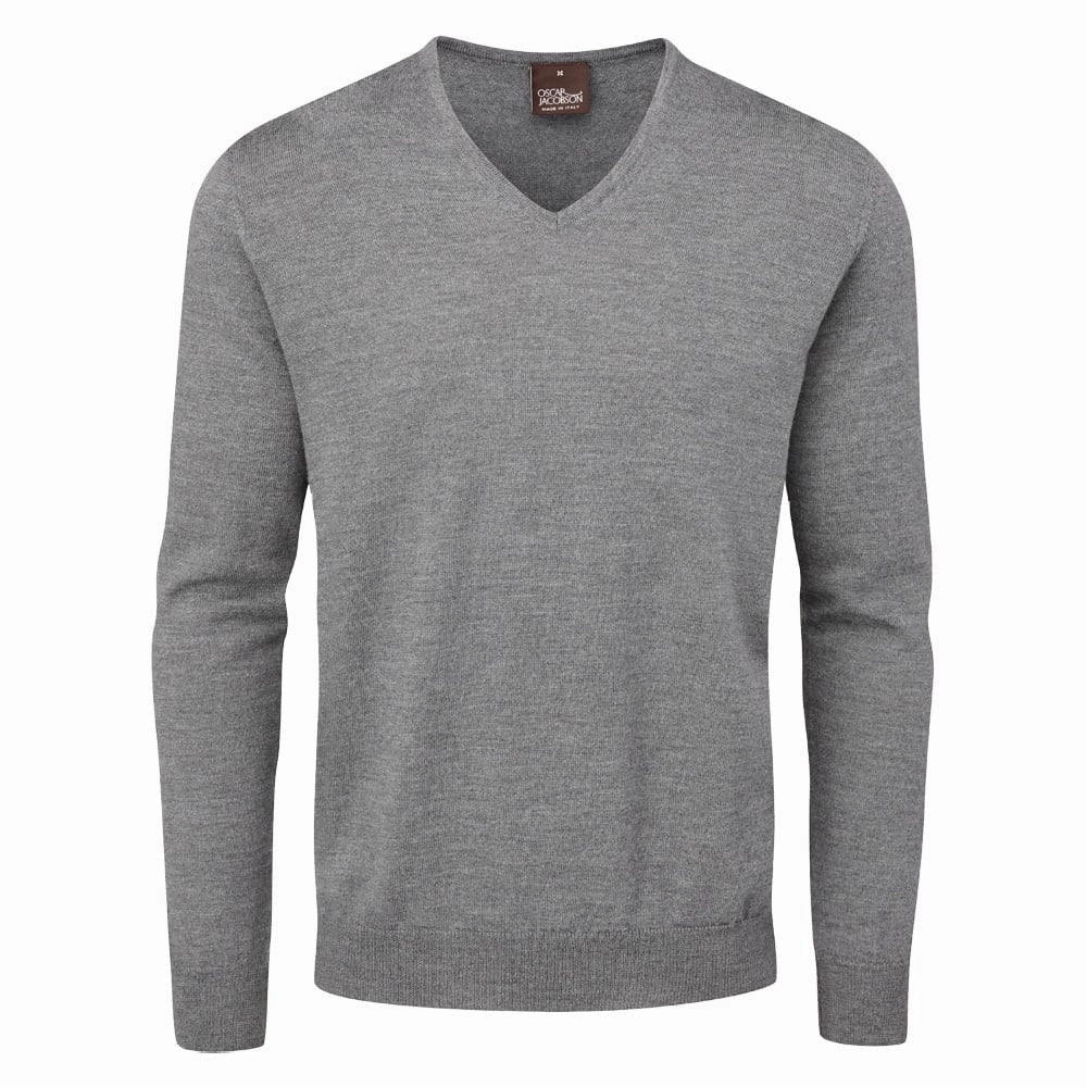 Oscar Jacobson Weston V-Neck Merino Sweater - Dark Grey product couple connection