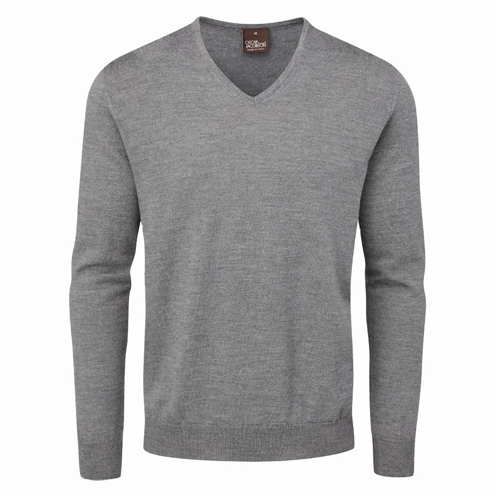 Casual Wear Bright Hue Oscar Jacobson Weston V-Neck Merino Sweater - Dark Grey