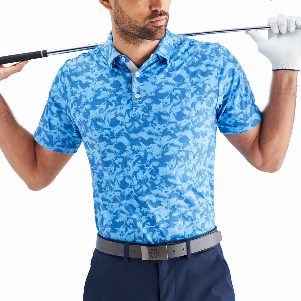 Ping Julian Polo Shirt - Tidal Blue Multi Yoga class Essential Style Wear