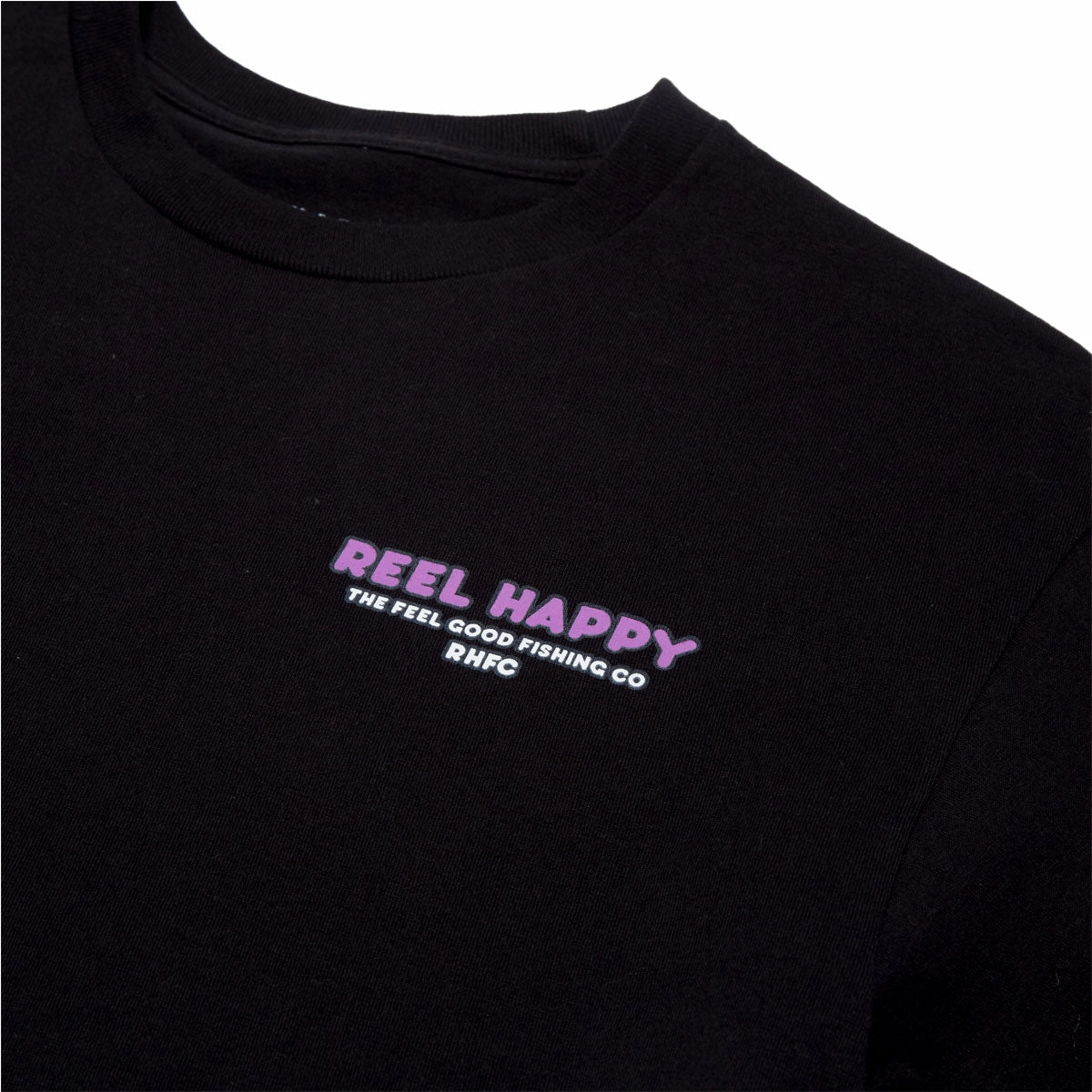 AntiStaticFinish Layered Shoulder Design Reel Happy Good Times T-Shirt - Black