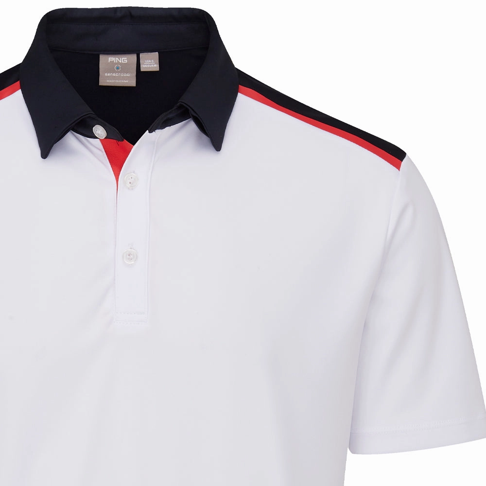 Effortless Wear Ping Mack SensorCool Polo Shirt - White/Navy