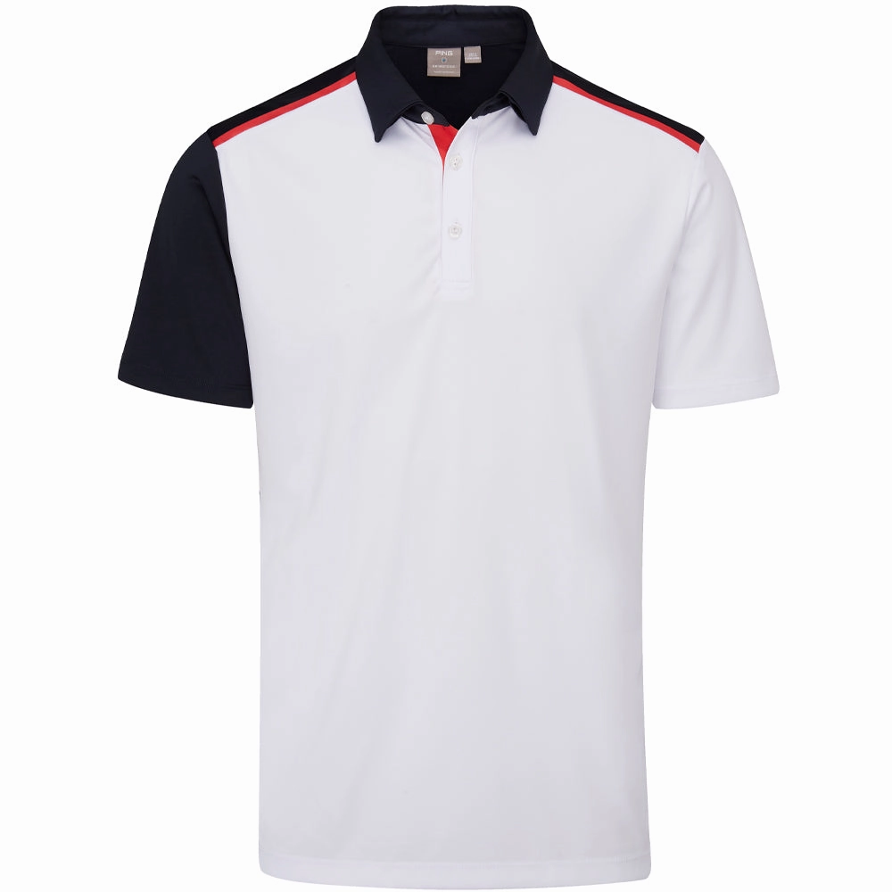 Ping Mack SensorCool Polo Shirt - White/Navy Eco Friendly Dyes