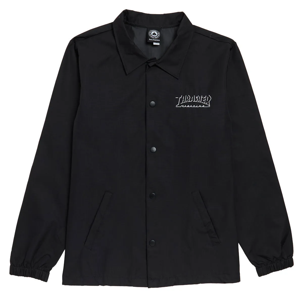 Thrasher Shadow Mag Logo Coach Jacket - Black/Black Bonded Seam Technology Breathable Design