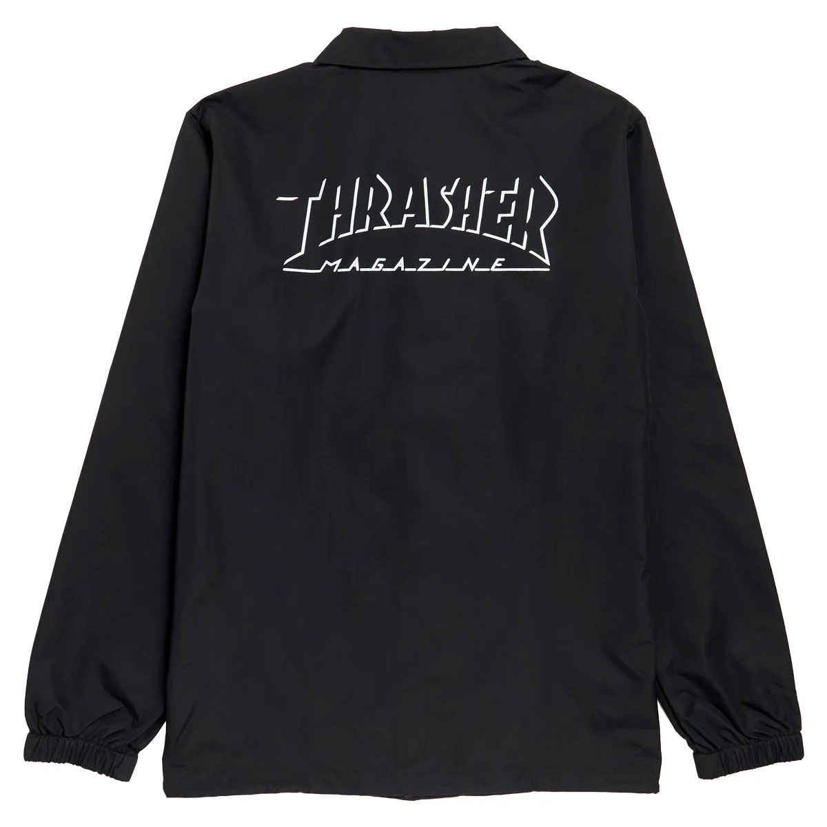 Smooth Zipper Glides No Roll Collar Technology Thrasher Shadow Mag Logo Coach Jacket - Black/Black