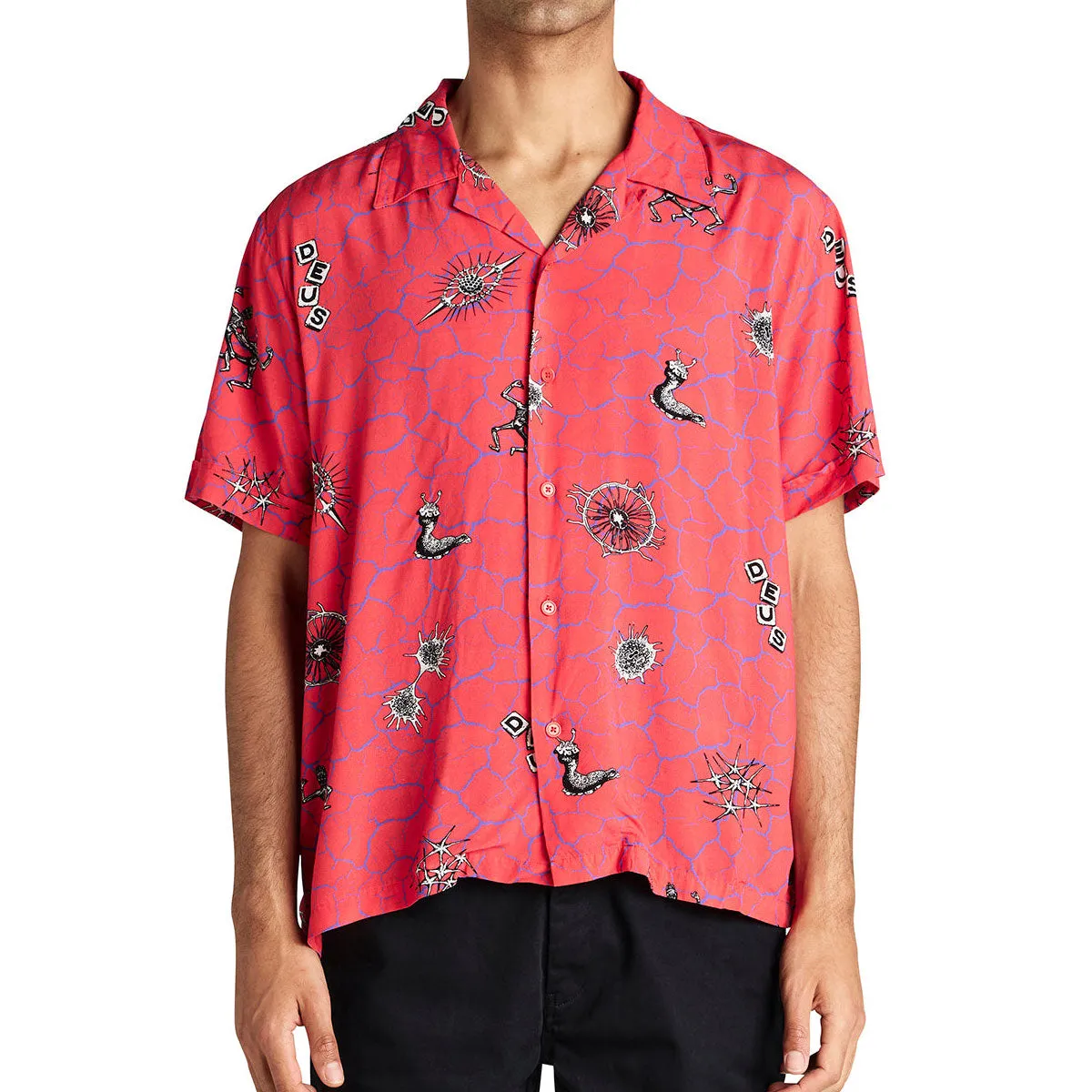 Deus Ex Machina Vibrant Virus Shirt - Strawberry Gender Neutral Soft touch finish