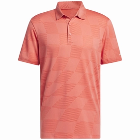 adidas Textured Polo - Preloved Scarlet Moisture Wicking Technology Functional Fashion