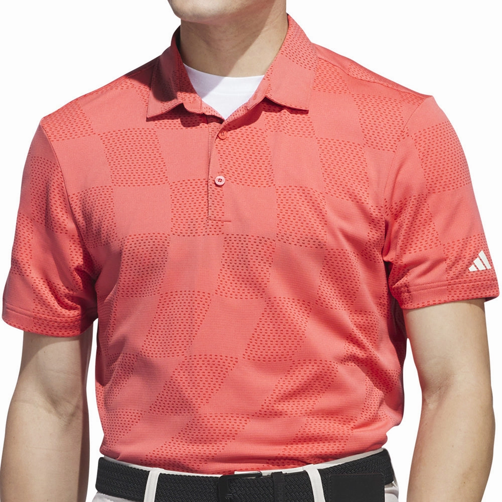 Anti Static Treatment V neck style adidas Textured Polo - Preloved Scarlet