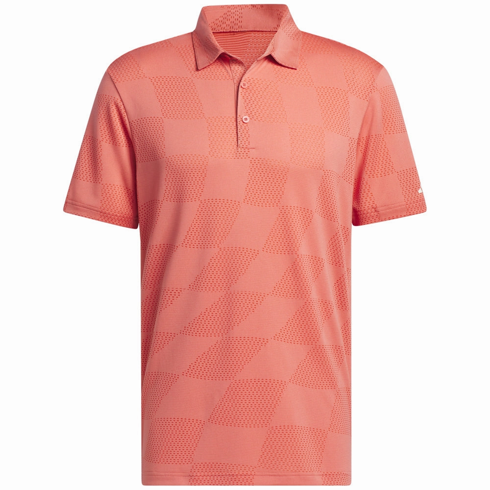 adidas Textured Polo - Preloved Scarlet Moisture Wicking Technology Functional Fashion