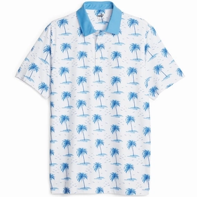 ReinforcedShoulderPanels Sporty Appeal Puma MATTR Mirage Polo Shirt - White Glow/Regal Blue