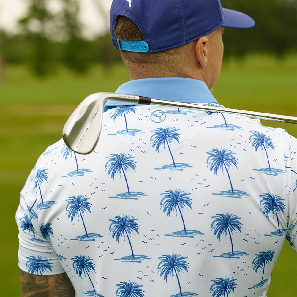 UV Protective Fabric Puma MATTR Mirage Polo Shirt - White Glow/Regal Blue