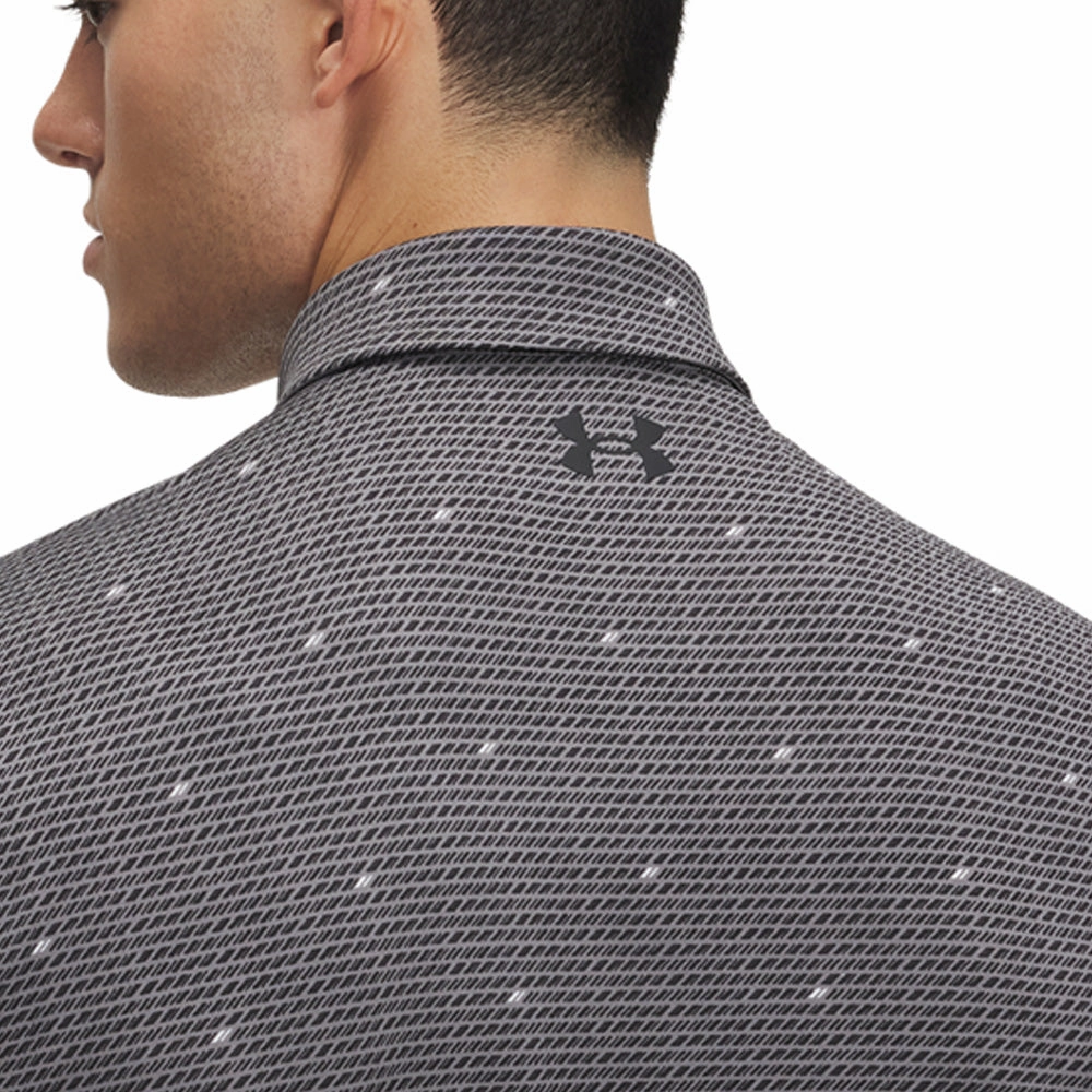 Under Armour Playoff 3.0 Printed Polo Shirt - Castlerock/Black Relaxed Vibe Micro Perforation