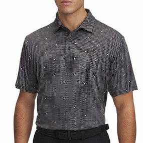 Recycled Material Fresh Outfit Under Armour Playoff 3.0 Printed Polo Shirt - Castlerock/Black