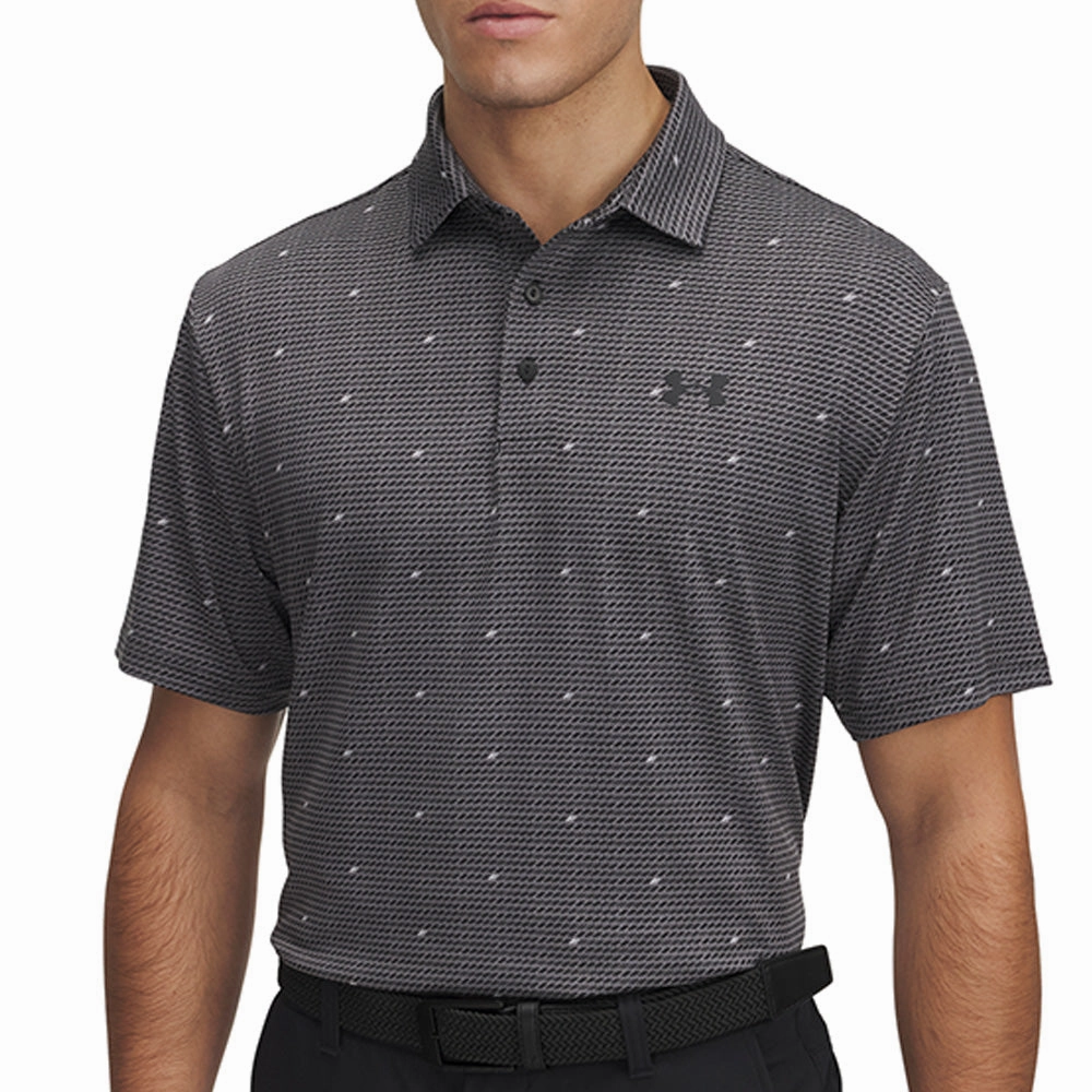 Recycled Material Fresh Outfit Under Armour Playoff 3.0 Printed Polo Shirt - Castlerock/Black