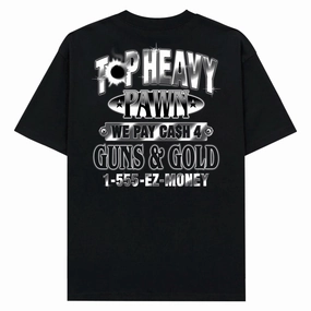 UV Protective Fabric Light Fit Top Heavy Pawned T-Shirt - Black