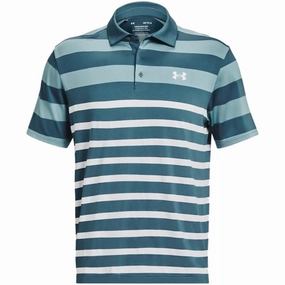 Comfortable Solid color purity Under Armour Playoff 3.0 Rugby YD Stripe Polo Shirt - Static Blue/Still Water/White