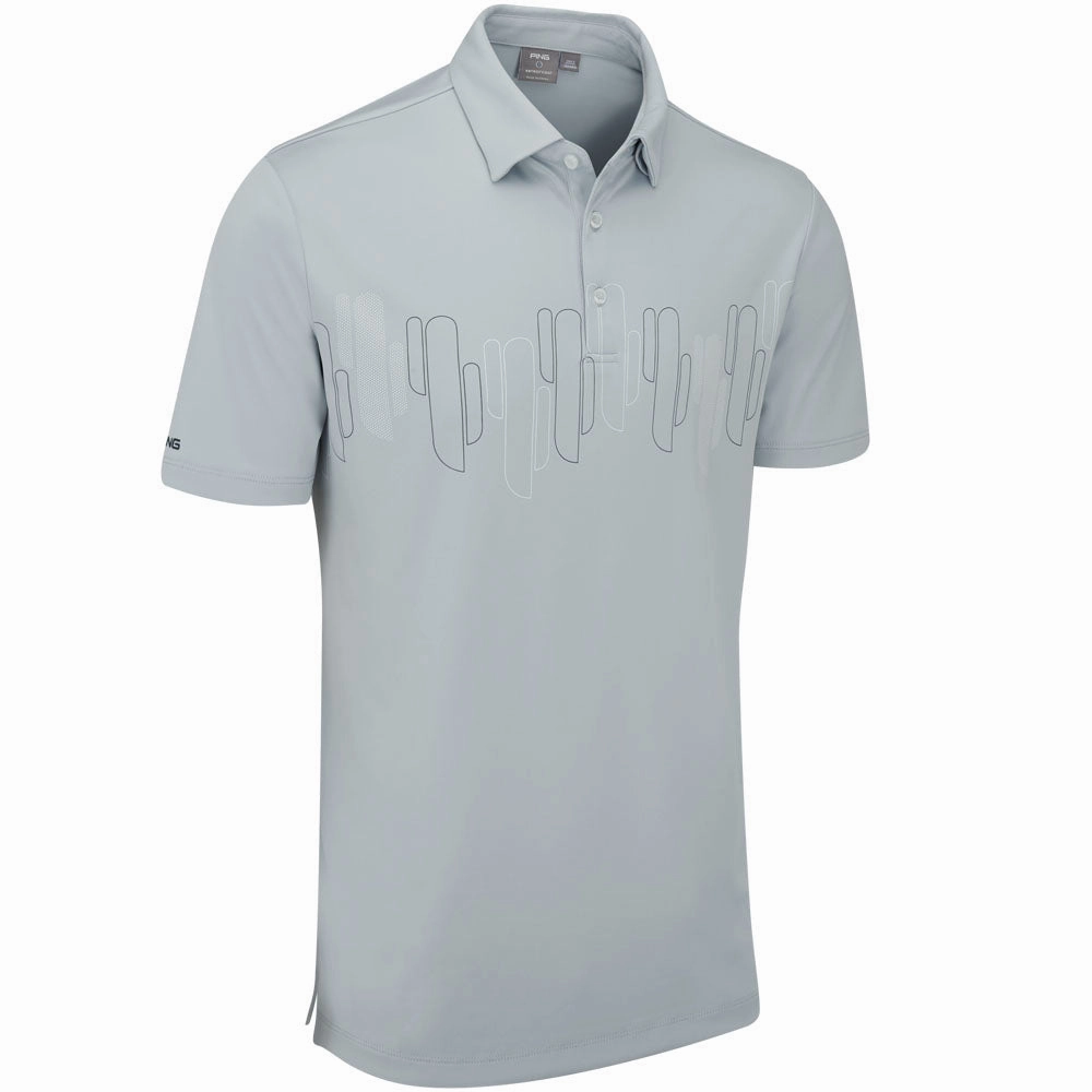 Ping Arizona Cactus Print Polo Shirt - Pearl Grey Fashionable Ease Festival wear