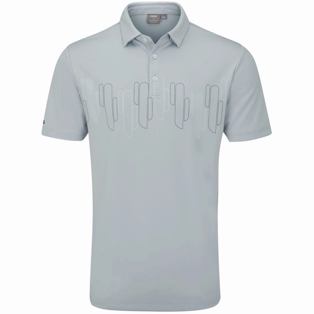 Biodegradable Textile Relaxed Wearable Ping Arizona Cactus Print Polo Shirt - Pearl Grey