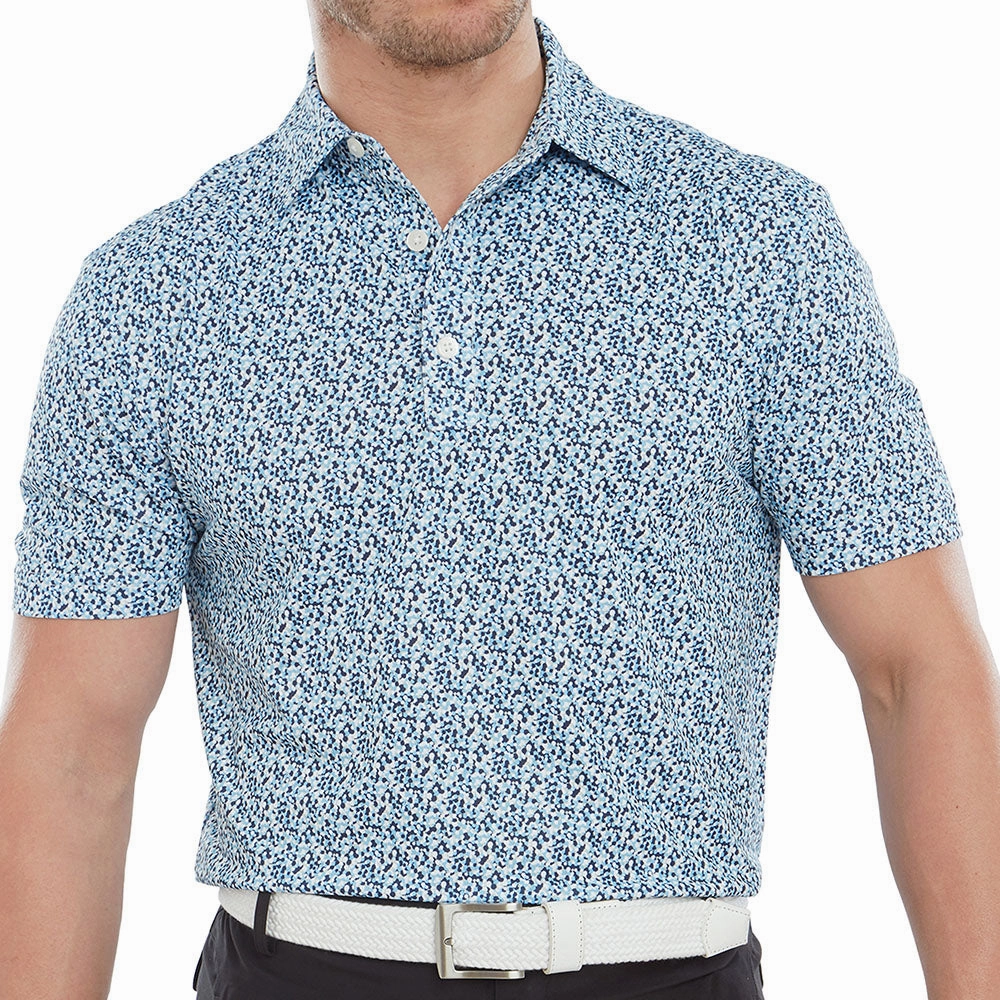 Long Lasting Color Temperature Regulating FootJoy Confetti Print Polo Shirt - True Blue