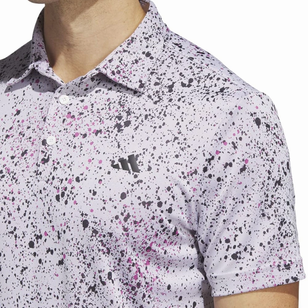 Flexible Cuff Design Trendy Comfort adidas Jacquard Polo Shirt - White/Black/Lucid Fuchsia