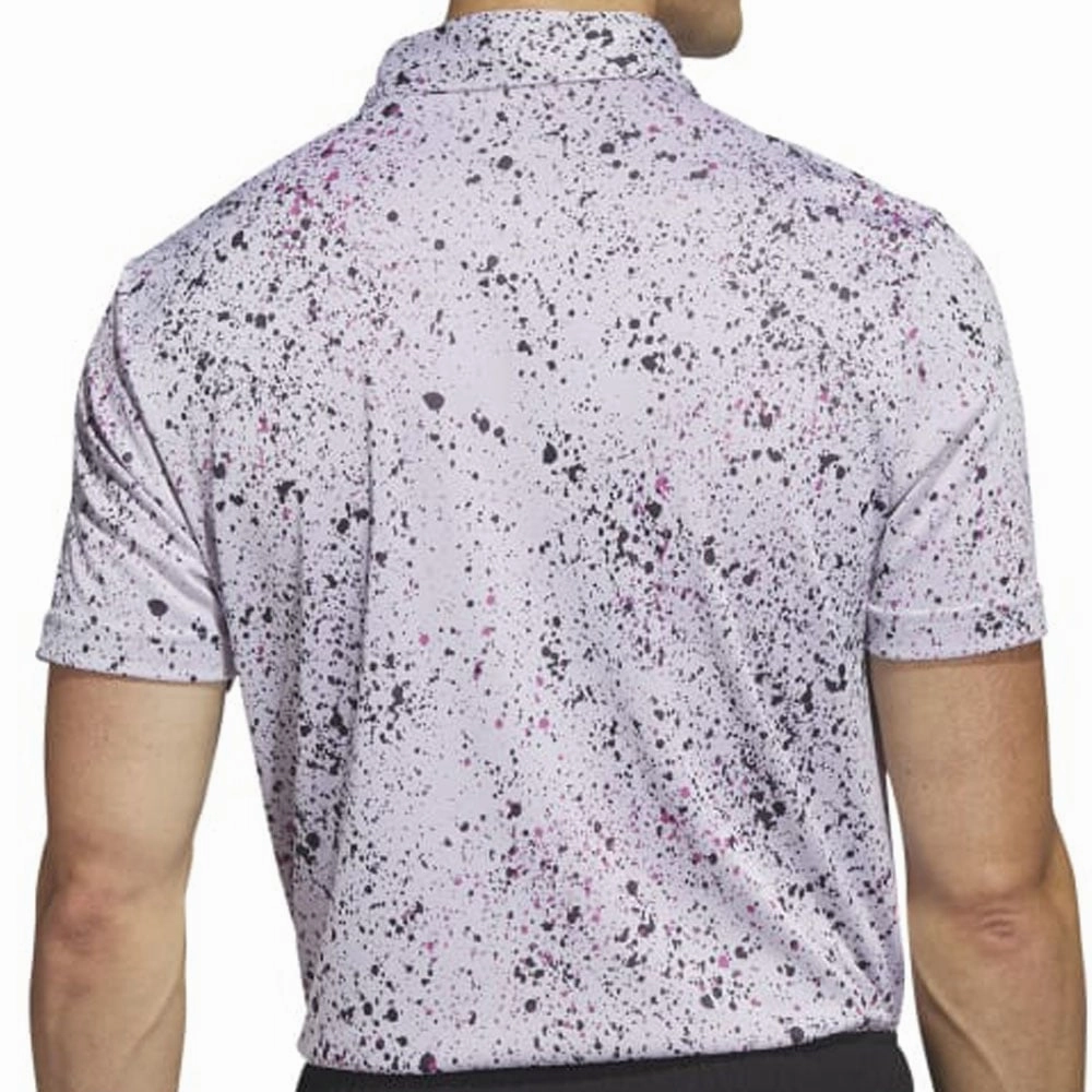 Wrinkle Free Fabric Cool and casual adidas Jacquard Polo Shirt - White/Black/Lucid Fuchsia