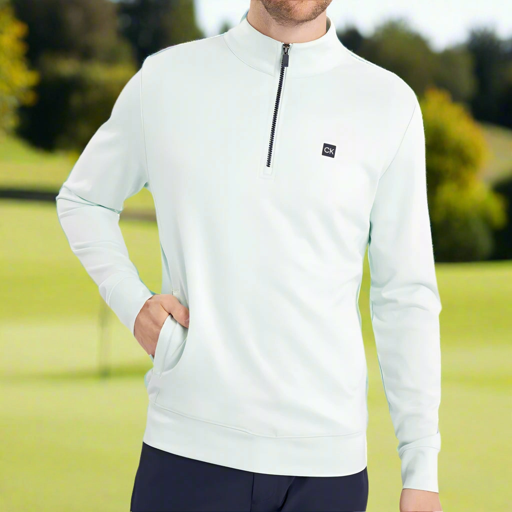 Calvin Klein Concord 1/2 Pullover - Light Jade uncollared product running suitability