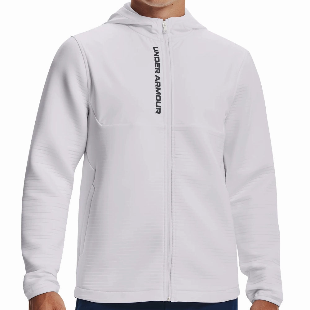 SoftenedTexturedWeave NonIronTechnology Under Armour Storm Daytona Full Zip Hoodie - White/Halo Grey