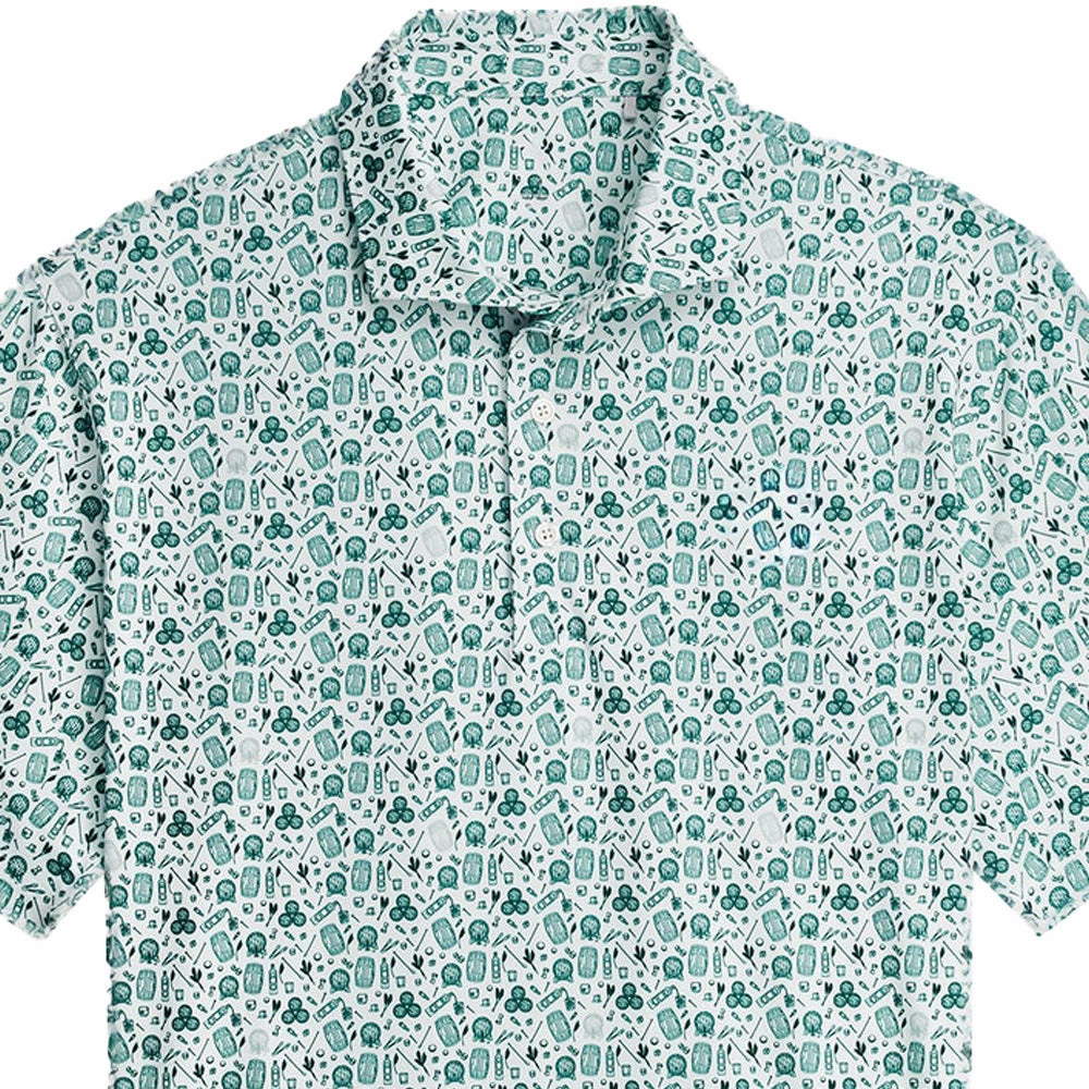 Puma MATTR Port Polo Shirt - Green Terrain/White Glow Fashion Essential