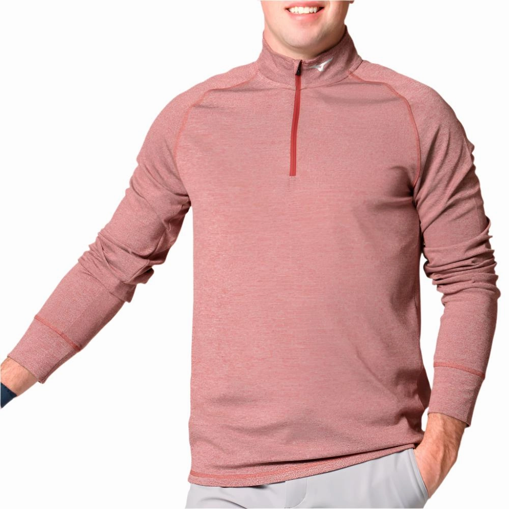 City Cool Essential Relaxed Mizuno Melange 1/4 Zip Pullover - Burgundy