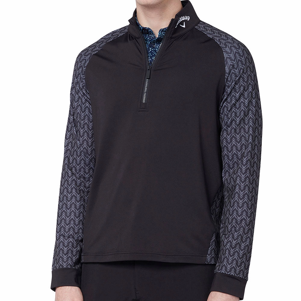 Callaway 1/4 Zip Odyssey Blocked Pullover - Caviar Slim Silhouette Soft Fabric