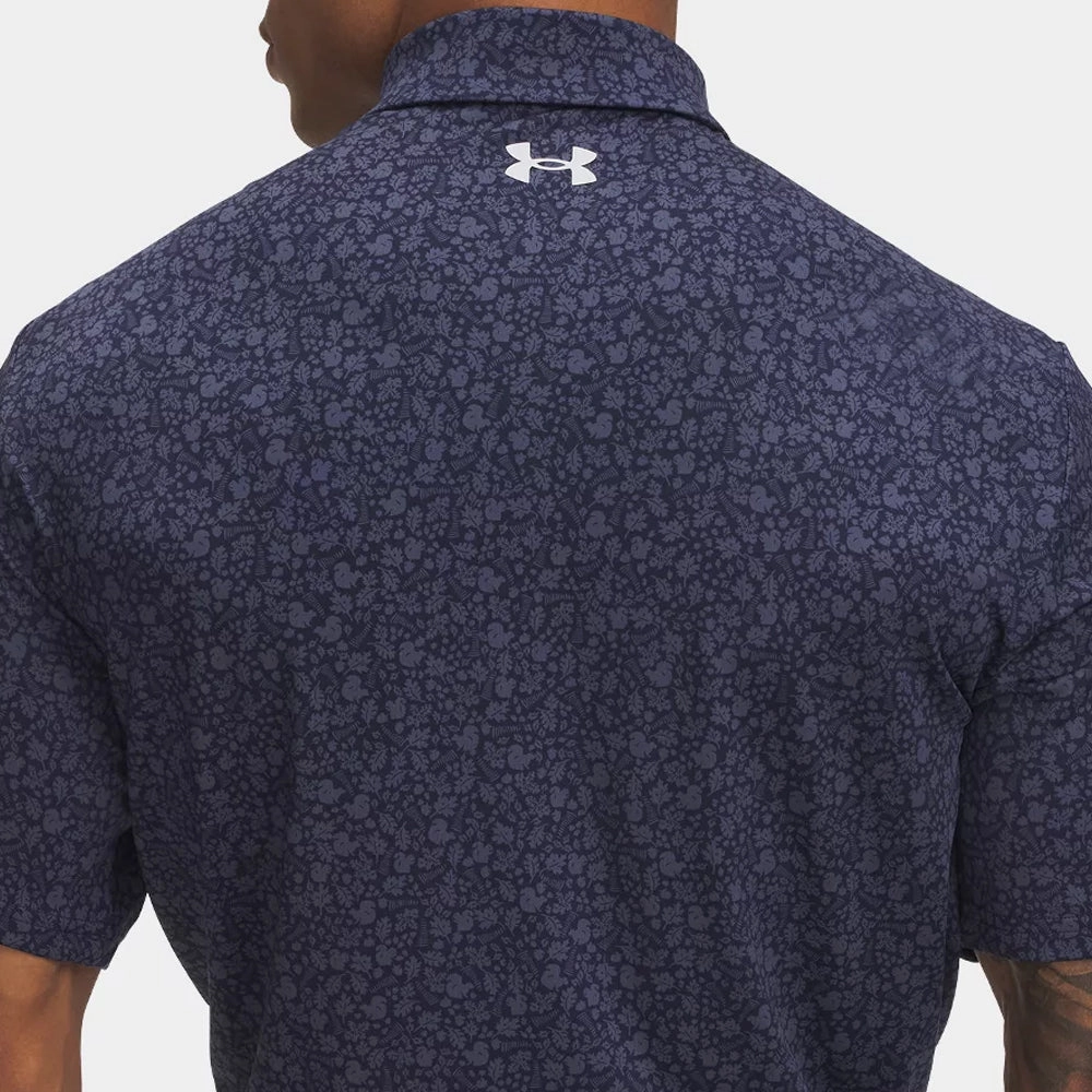 Slim Silhouette Under Armour Playoff 3.0 Printed Polo Shirt - Midnight Navy/Downpour Grey/Halo Gray