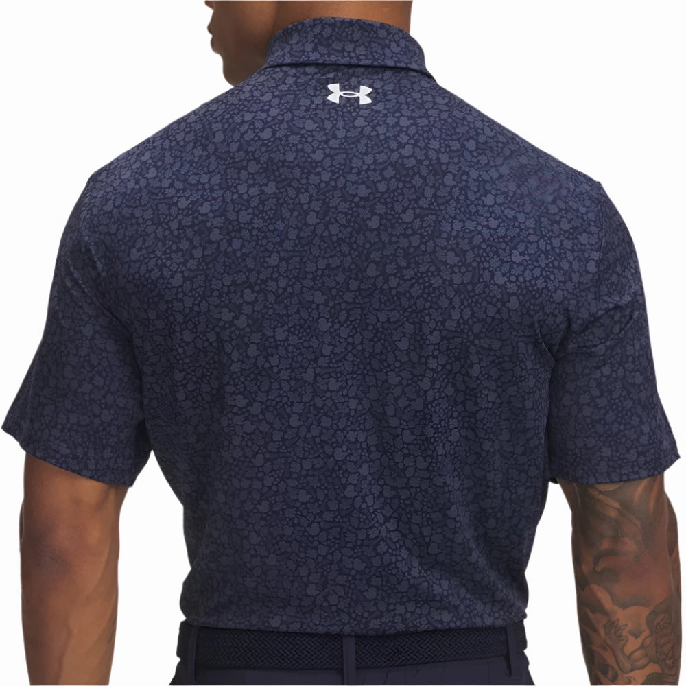 Stylish and Relaxed Dimensional Stability Weave Under Armour Playoff 3.0 Printed Polo Shirt - Midnight Navy/Downpour Grey/Halo Gray