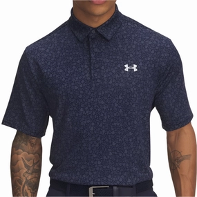 Under Armour Playoff 3.0 Printed Polo Shirt - Midnight Navy/Downpour Grey/Halo Gray Effortless Comfort Wear Midweight Knit