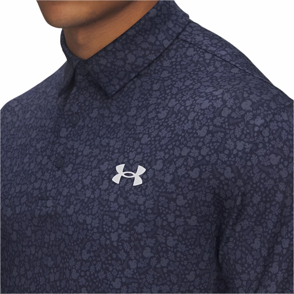 SkinFriendlyFibers Under Armour Playoff 3.0 Printed Polo Shirt - Midnight Navy/Downpour Grey/Halo Gray