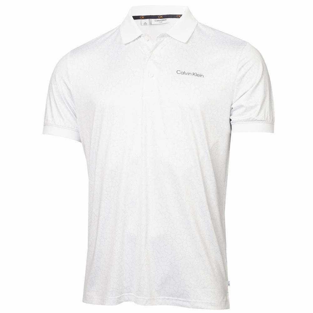 Elegant Detail Thermal Regulation Fabric Calvin Klein Fracture Print Polo Shirt - White/Pale Silver