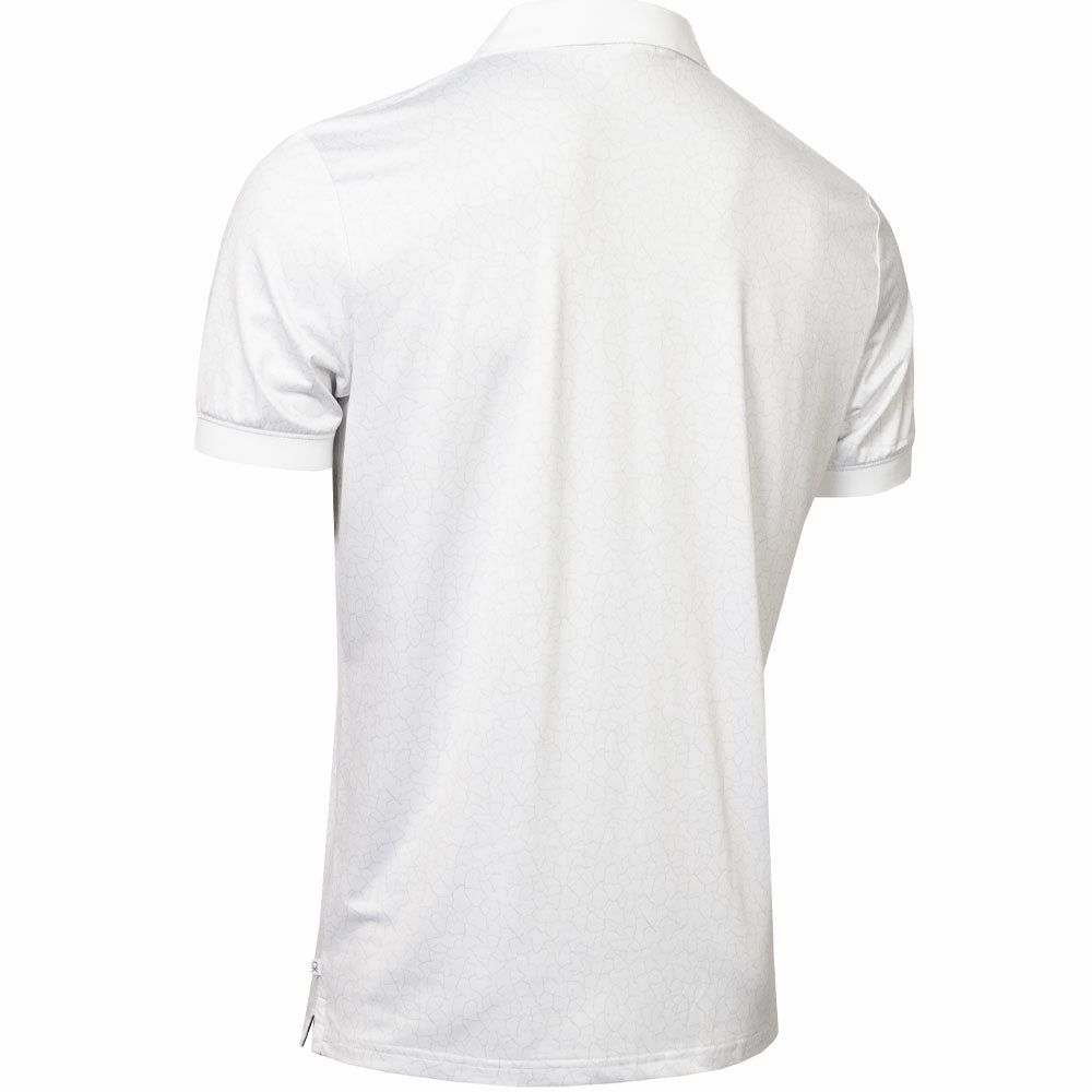Calvin Klein Fracture Print Polo Shirt - White/Pale Silver Chic and Soft