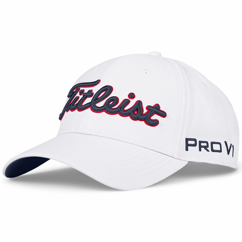 Sleek Charm Travel Days Titleist Tour Performance Adjustable Cap - White/Navy/Red
