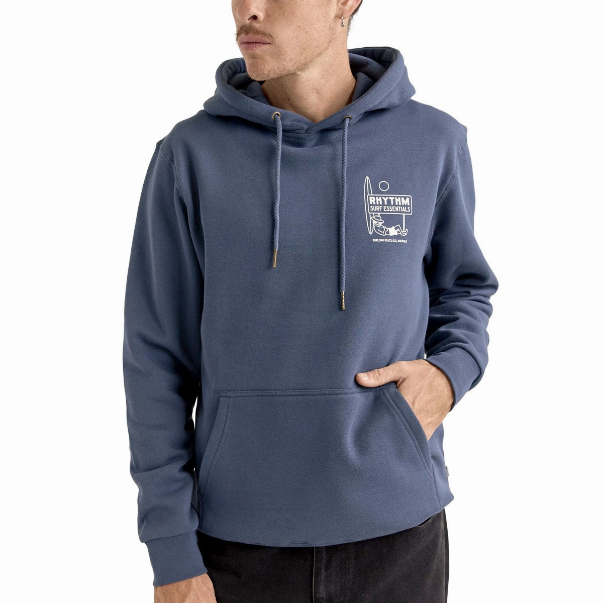 Rhythm Siesta Fleece Hoodie - Navy Water resistant coating Peacock like