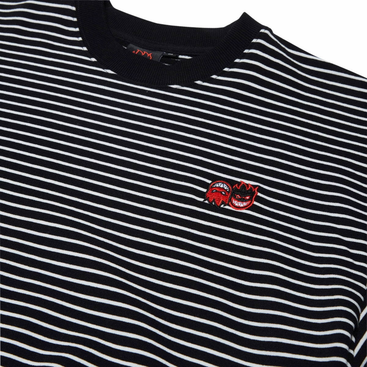Micro Perforation Spitfire Eternal Emb Stripe T-Shirt - Black/White/Red