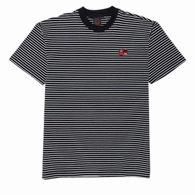 Spitfire Eternal Emb Stripe T-Shirt - Black/White/Red Relaxed Comfort Fit Beach Outfit