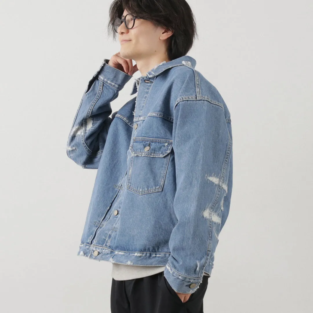 Stitched Look Reflective Detailing REMI RELIEF / 14OZ DENIM 1st JKT (repaired)