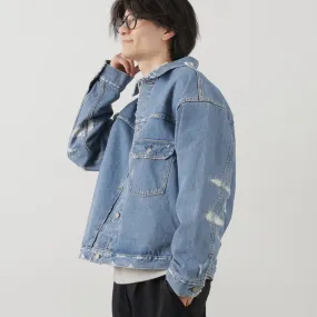 Stitched Look Reflective Detailing REMI RELIEF / 14OZ DENIM 1st JKT (repaired)